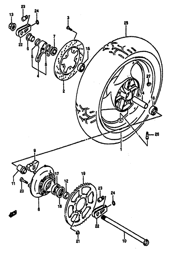 Rear wheel complete assy