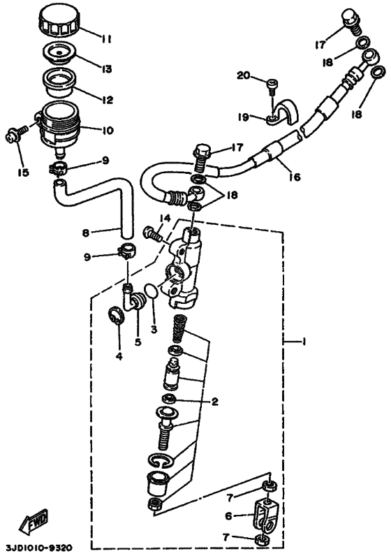 YZ125 YZ125W Задний тормозной цилиндр