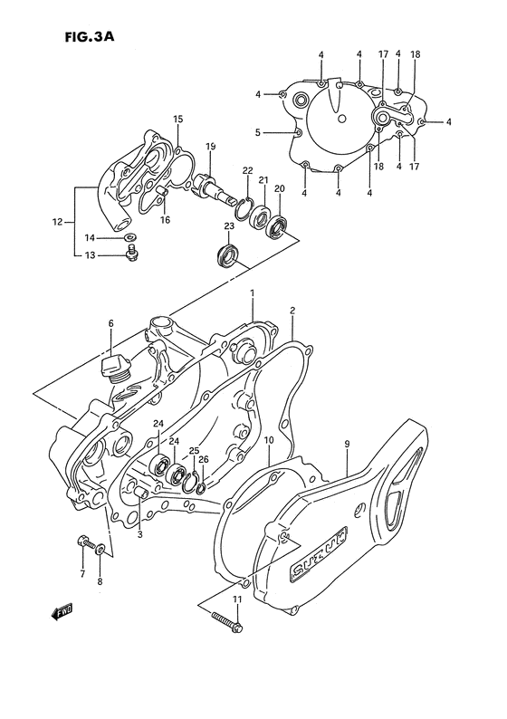 Crankcase cover- water pump