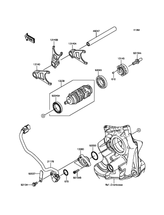 ZX1000 Валы и вилки переключения передач