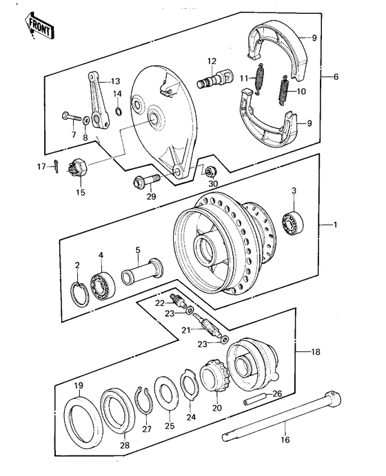 Front hub/brake