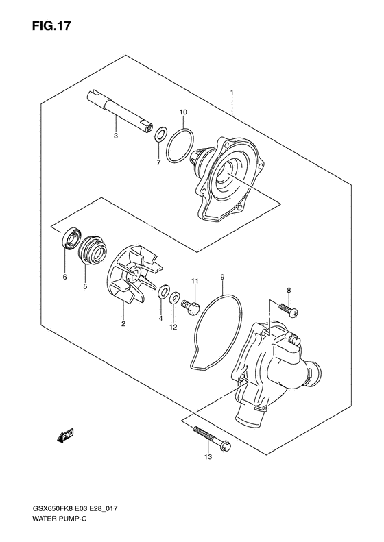 GSX650F Водяная помпа