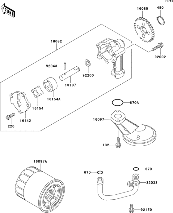 EN500 Масляный насос и фильтр