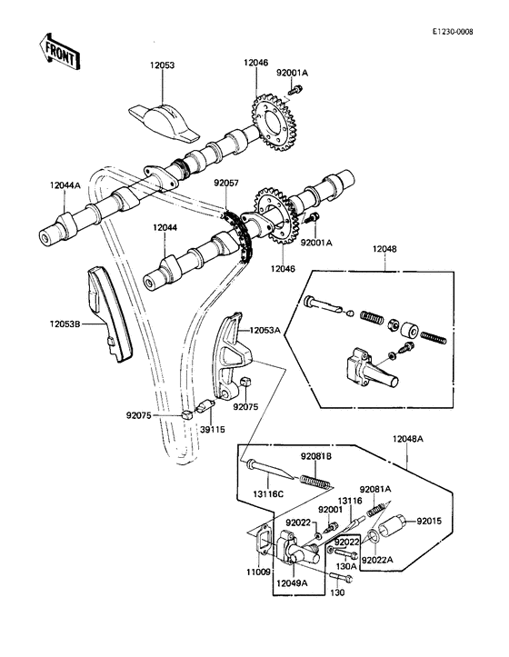 Camshafts/chain/tensioner