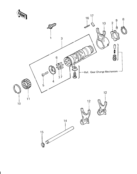 Gear change drum & forks