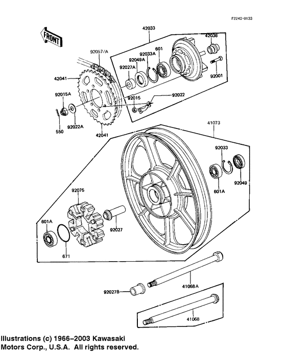 Rear wheel/hub/chain