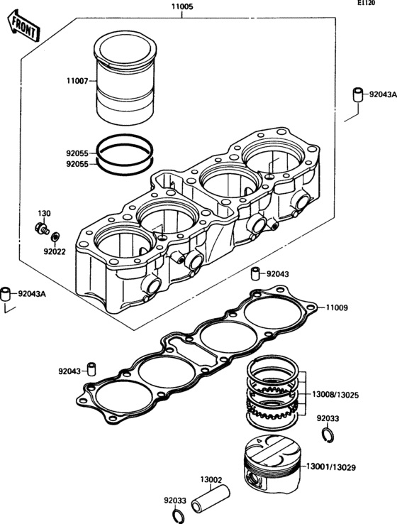 ZX750 Цилиндр и поршни