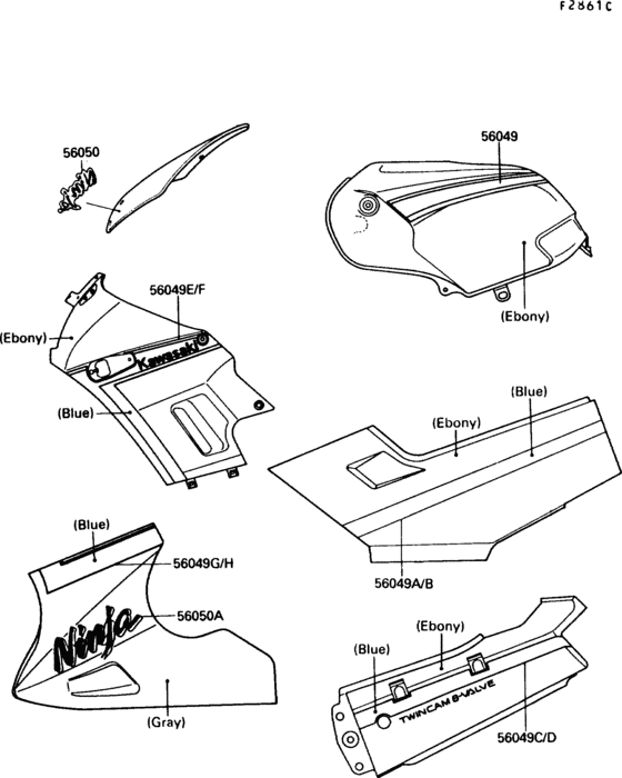 EX250 Decals(ebony / gray)(ex250-f4)