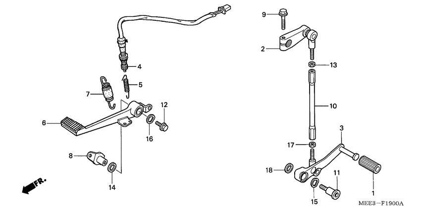 Brake pedal/change pedal