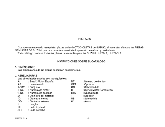 UH200 Catalog preface