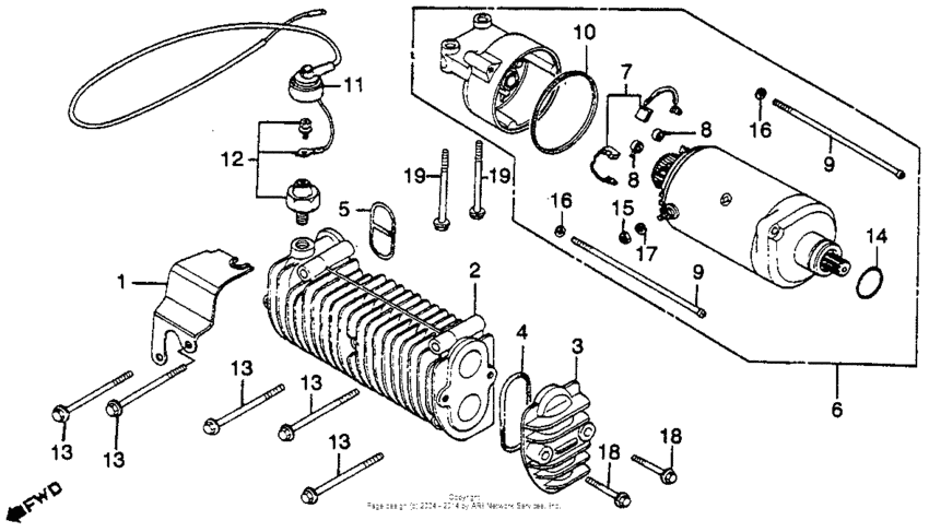 Starter motor + oil cooler