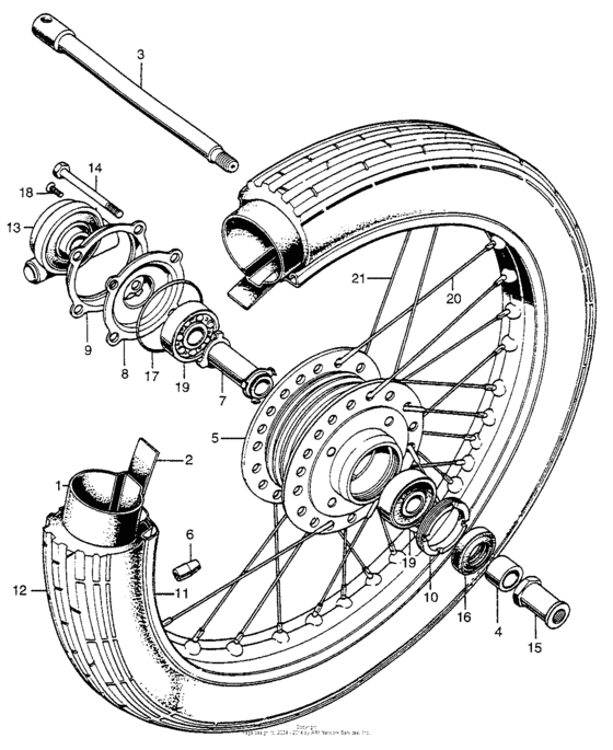 Cb350g front wheel + axle
