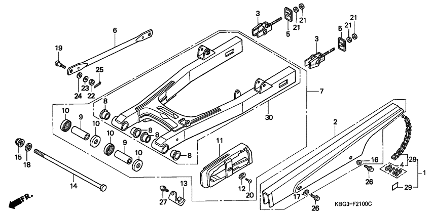 Rear swing arm/chain case
