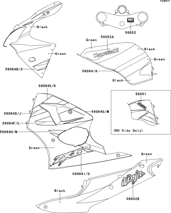 ZX600 Decals(green / black)(zx600-j2)