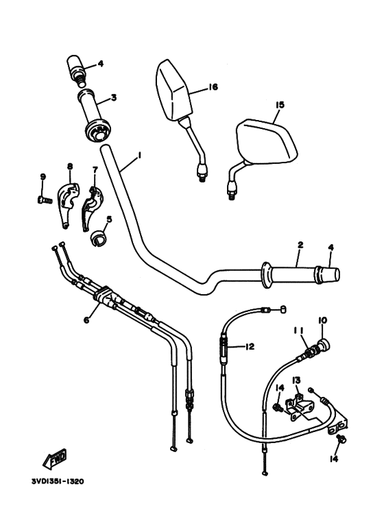 TDM850 ｽﾃｱﾘﾝｸﾞﾊﾝﾄﾞﾙ. ｹｰﾌﾞﾙ