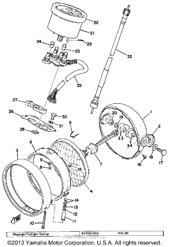 Head lamp - speedometer