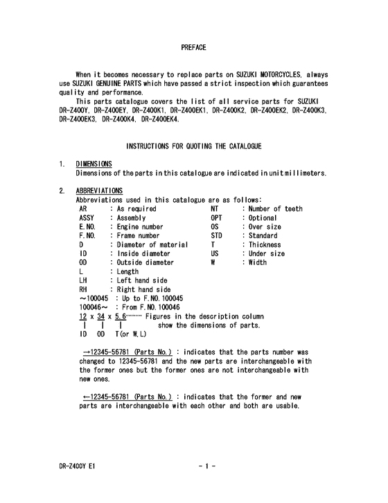 DR-Z400 Catalog preface