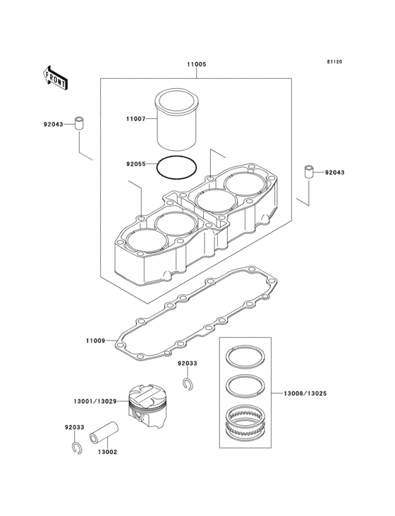 ZX500 Цилиндр и поршни