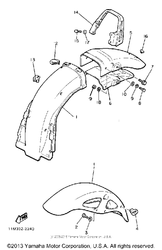 Front fender-rear fender