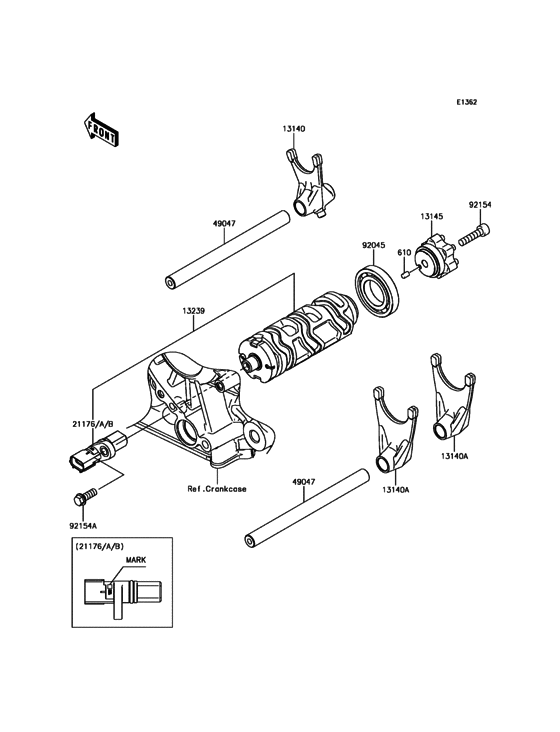 ZR900 Валы и вилки переключения передач