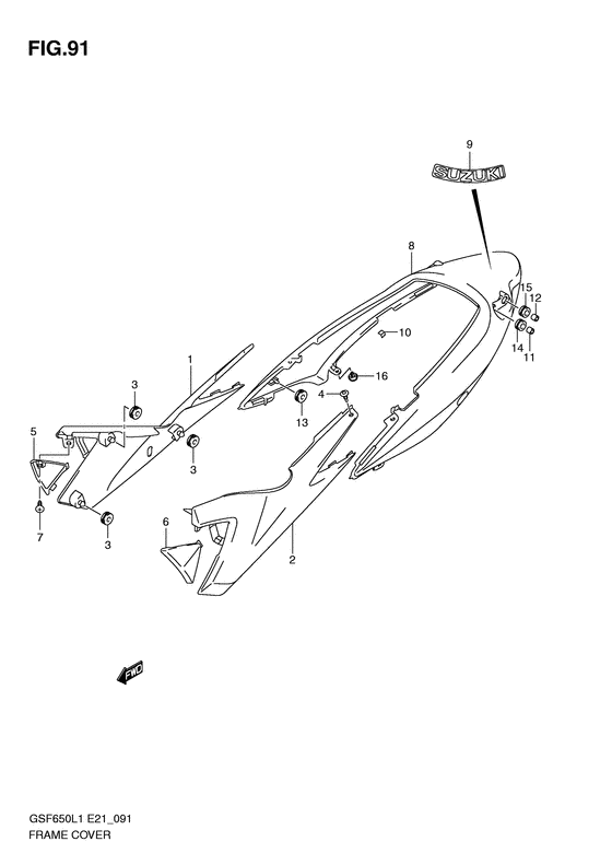 GSF650S Обтекатель задний