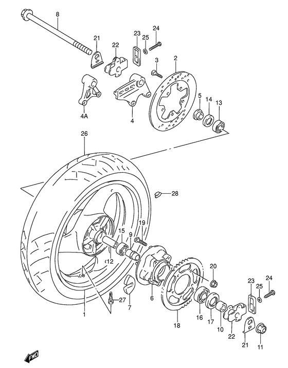 Rear wheel complete assy