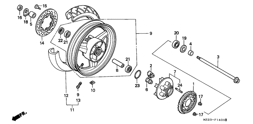 Rear wheel complete assy