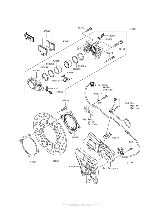 ZX1400 Задний тормоз