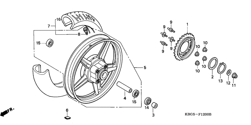 Rear wheel complete assy