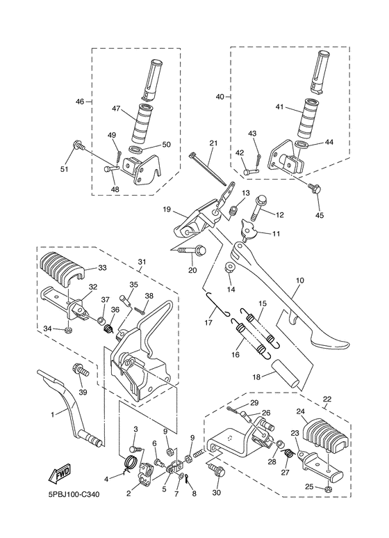 XVS1100 Support & repose pied