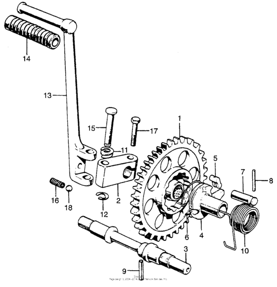 Kick starter + spindle