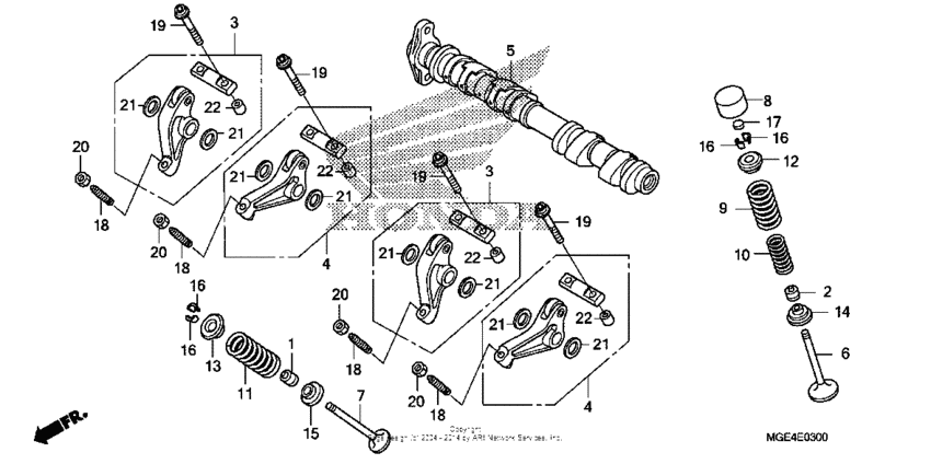 Camshaft + valve (fr.)