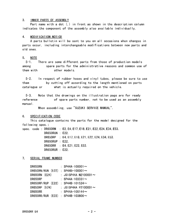 DR650 Catalog preface