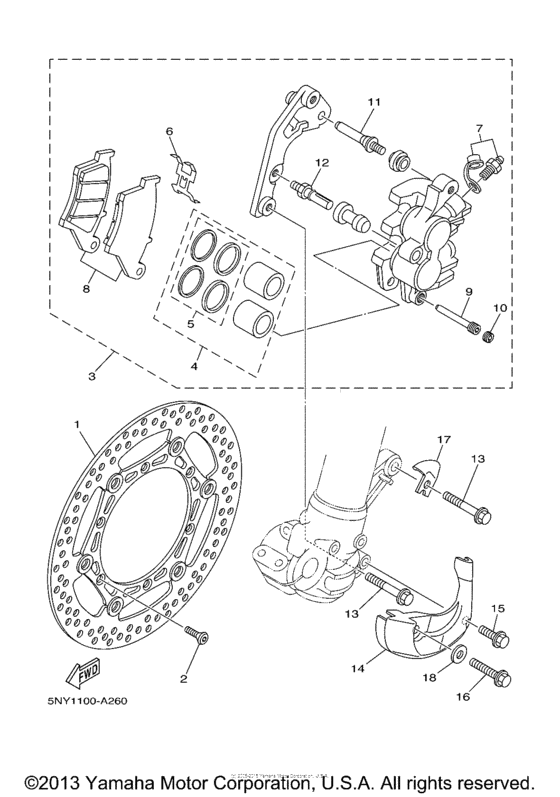 YZ125R Передний суппорт