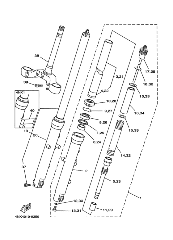 Front fork assy(ur silv