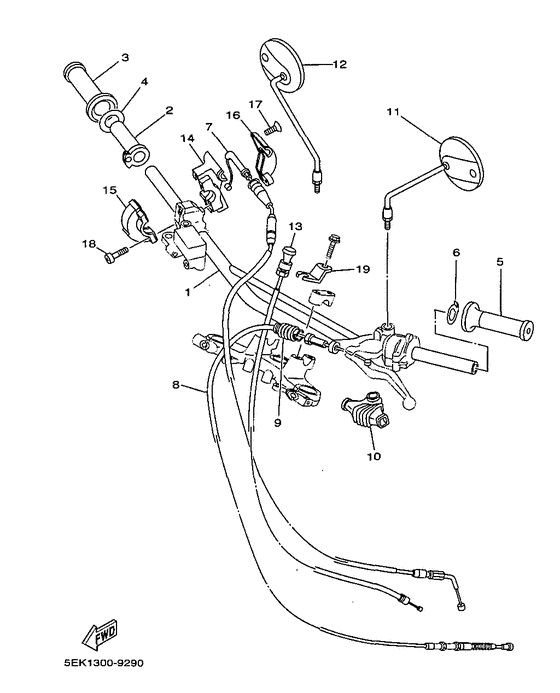 TW125 Steering handle. cable