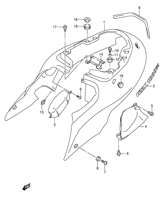 GSX1300R Обтекатель задний