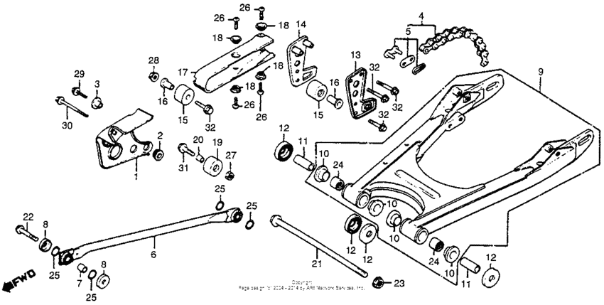 Swingarm + drive chain 80