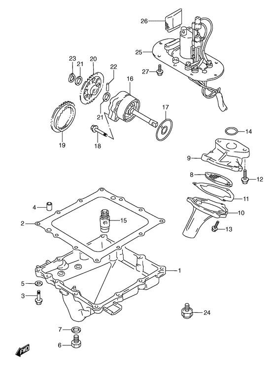 Oil pan - oil pump - fuel pump
