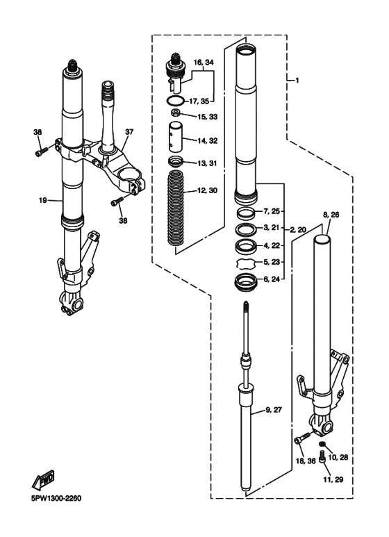 YZF-R1 Вилка передней оси