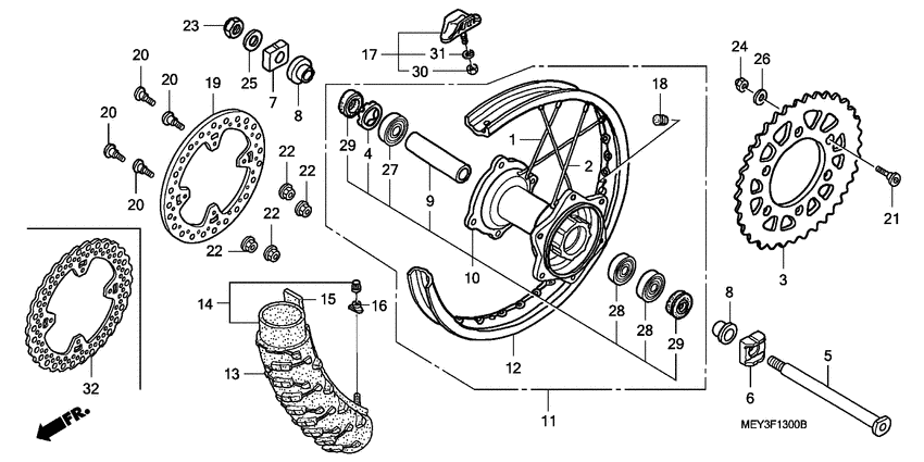 Rear wheel complete assy