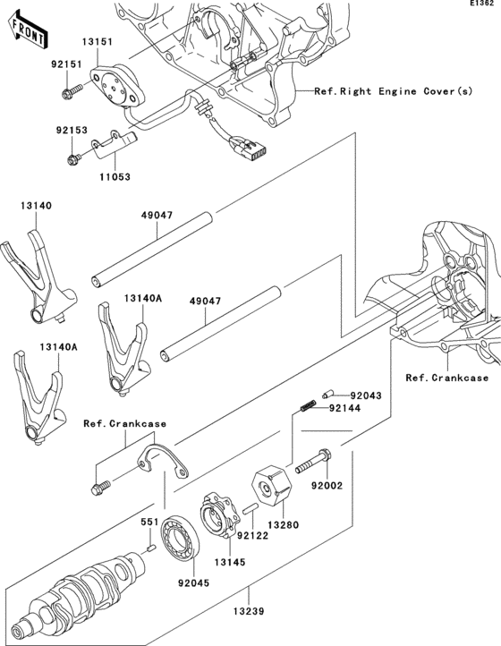 VN2000 Gear change drum / shift fork(s)(a1)