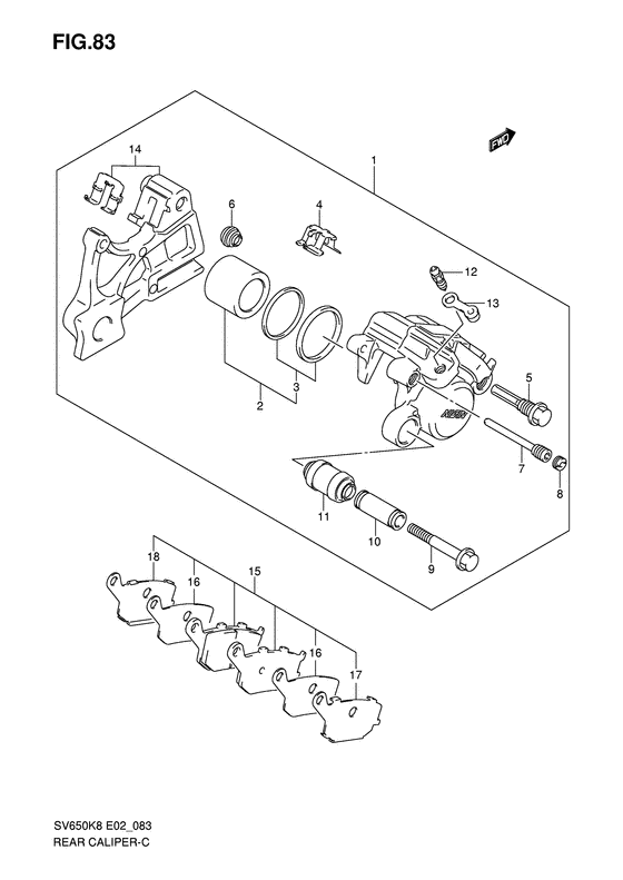 SV650 Задний суппорт