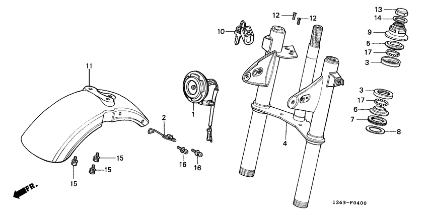 Steering stem/ front fender