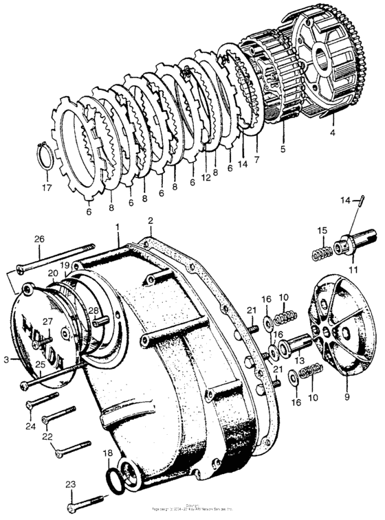 Clutch + left crankcase cover