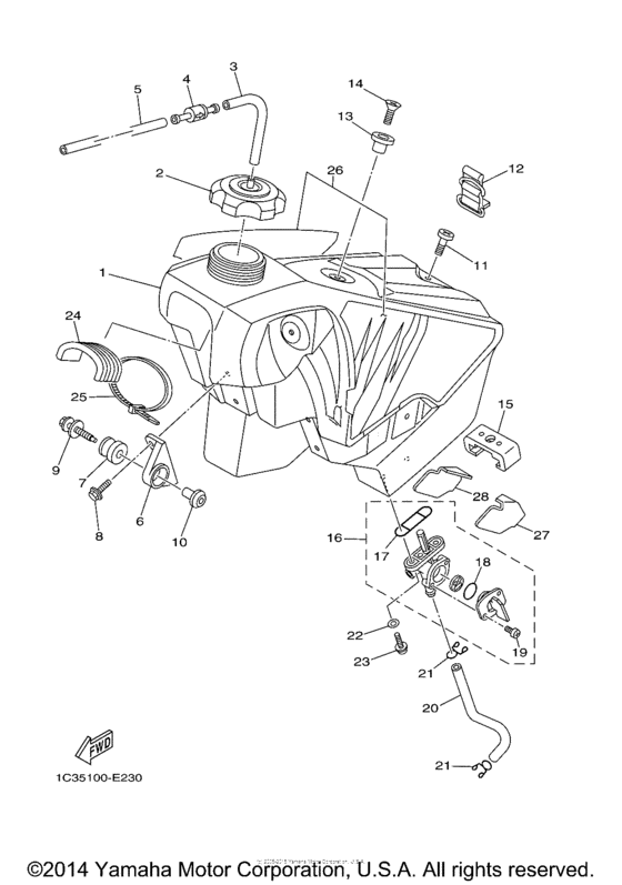YZ250V Топливный бак