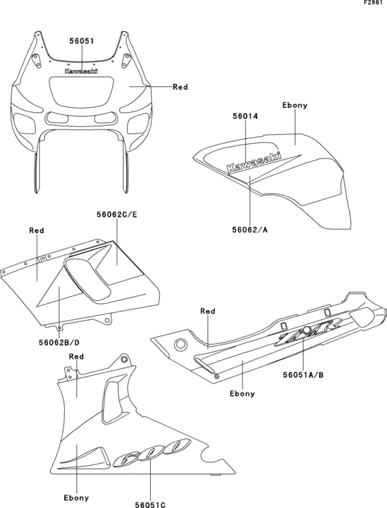 ZX600 Decals(ebony / red)