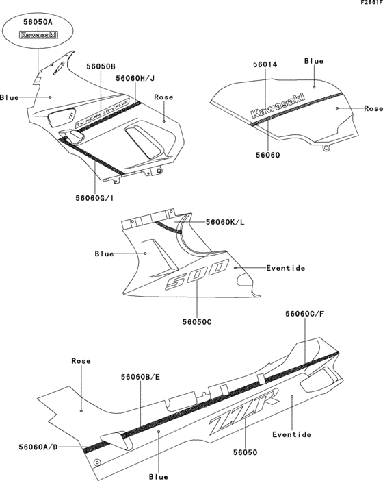 ZX500 Decal(blue / rose / eventide)(zx500-c3)