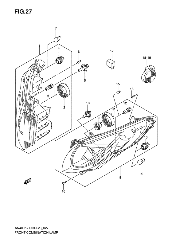 Front combination lamp