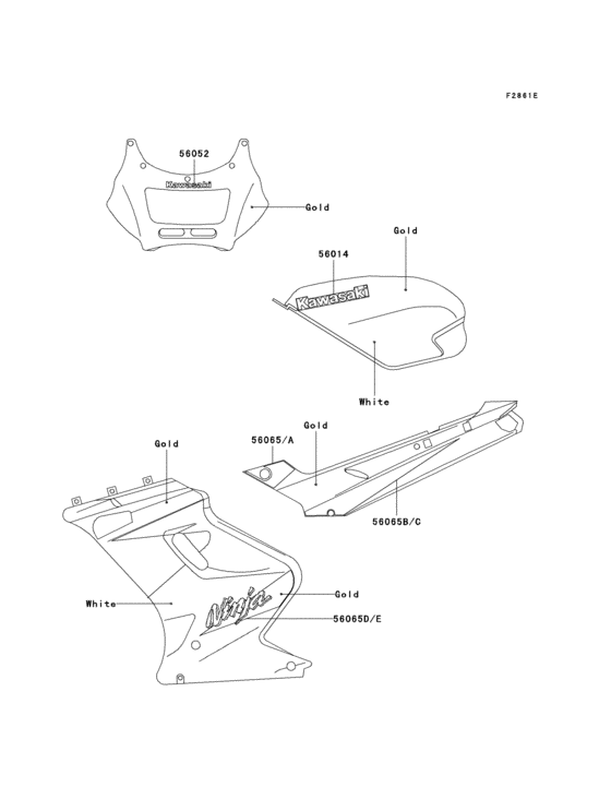 EX250 Decals(gold / white)(ex250-h13)